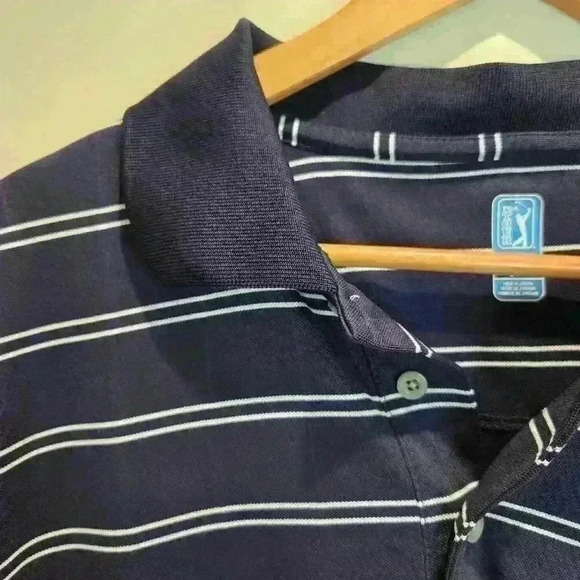 PGA Tour Men's XXL Striped Navy Golf Polo Shirt - Picture 3 of 11
